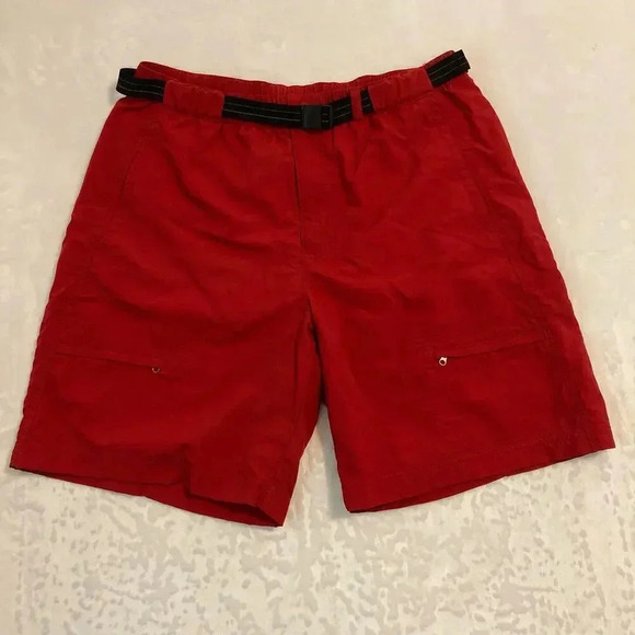 L.L Bean's Men Classic Swimsuit Shorts, Belted, Red Size Large New - Picture 1 of 14